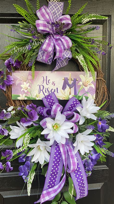 Easter Wreaths, Easter Religious Wreaths, Spring Wreaths For Front Door, He Is Risen Wreath ...