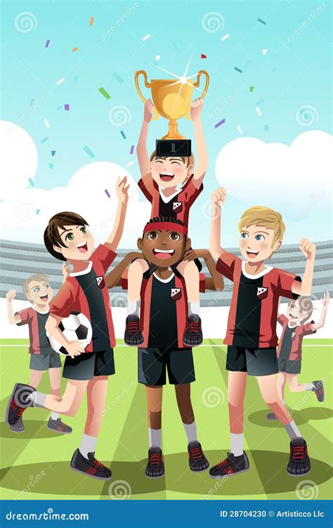 Soccer team winning stock vector. Illustration of drawing - 28704230