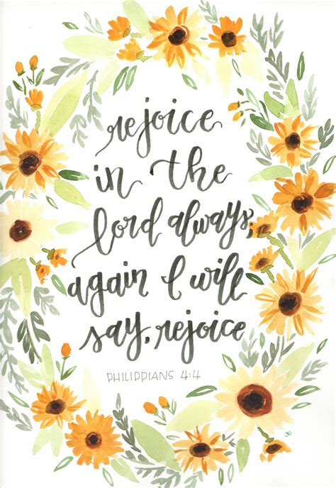 watercolor sunflowers Bible verse /// rejoice in the Lord always Mini Art Print by ashymd ...