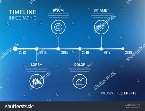 Vector Timeline Infographic With Unfocused Background And Report ...