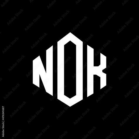 NOK letter logo design with polygon shape. NOK polygon and cube shape logo design. NOK hexagon ...