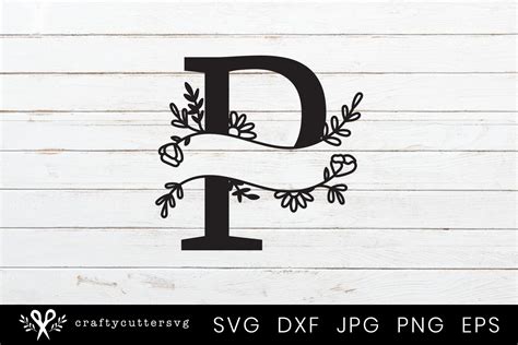 P Split Monogram Letter Handdrawn Botanical Flower Leaves (356972) | Monograms | Design Bundles