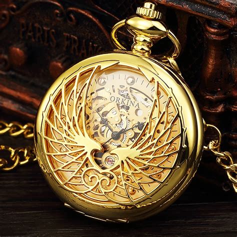 2018 New Fashion Pocket Watches Eagle Engraved Skeleton Mechanical Pocket Watch Men Hand Clocks ...