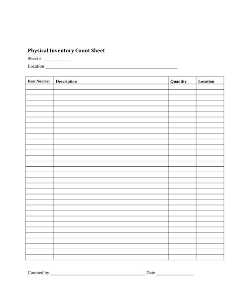 Inventory Checklist Template Free