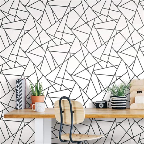 Fracture Geometric Peel and Stick Wallpaper - Black – US Wall Decor