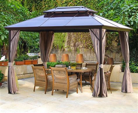 Outdoor Hardtop Gazebo Canopy Curtains Aluminum Furniture with Netting for Garden,Patio,Lawns ...