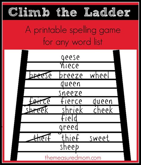 Climb the Ladder spelling game - The Measured Mom