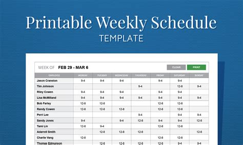 Free Monthly Work Schedule Template | Weekly Employee 8 Hour Shift - Free Printable Blank Work ...