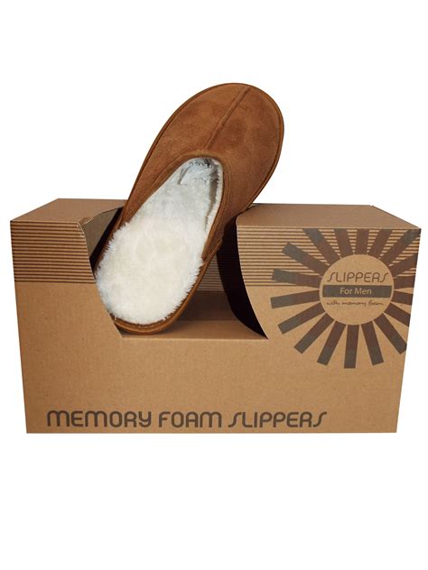 Memory Foam Slippers - - Memory Foam Slippers TAN Mens Open Back Memory Foam Slippers - Size M/L ...