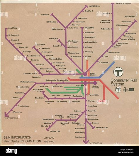 1975 MBTA commuter rail map Stock Photo - Alamy