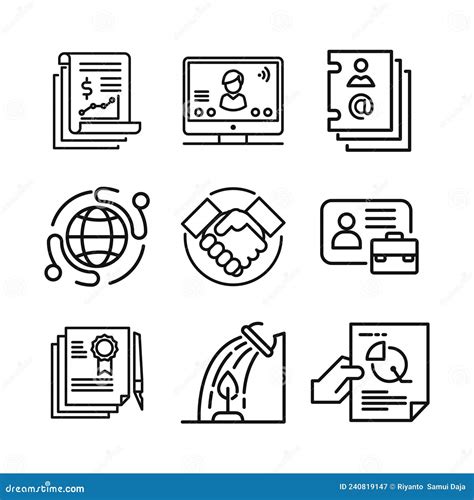 Business Icon Set 2 Black and White Illustration Stock Vector - Illustration of organization ...