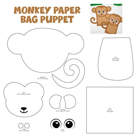 Printable Paper Bag Puppet Template Paper Bag Puppets, Hand Puppets, Paper Owls, Pink Paper ...