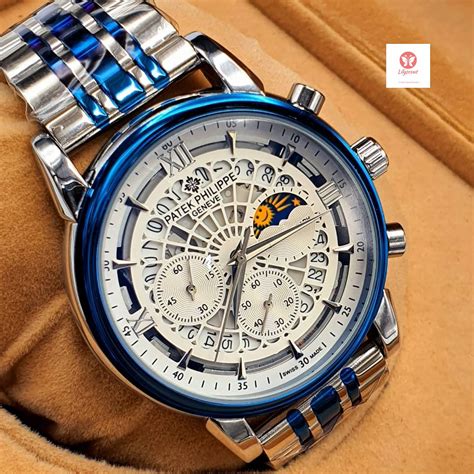 Patek Philippe 10A+ Grade Swiss Watch - Silver & Blue