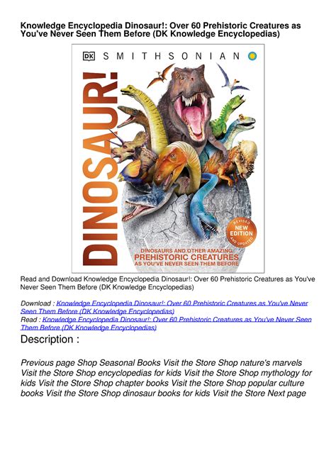 [PDF READ ONLINE] Knowledge Encyclopedia Dinosaur!: Over 60 Prehistoric Creatures as You've ...