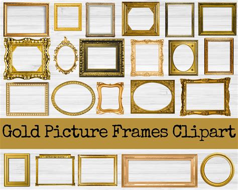 Gold Picture Frame Clipart Picture Frame PNG Ornate Picture Frame Gold PNG Vintage Digital ...