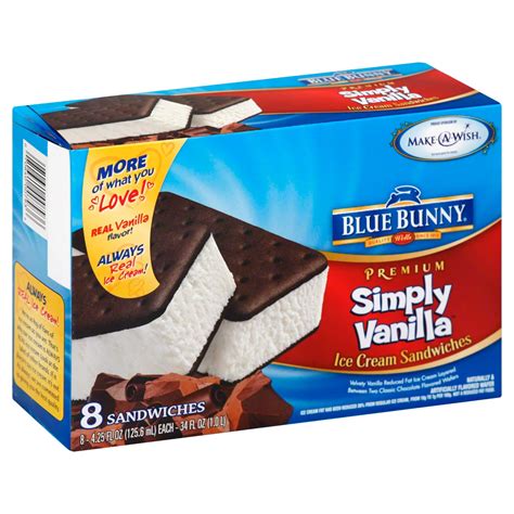 Blue Bunny Simply Vanilla Ice Cream Sandwiches - Shop Cones & Sandwiches at H-E-B