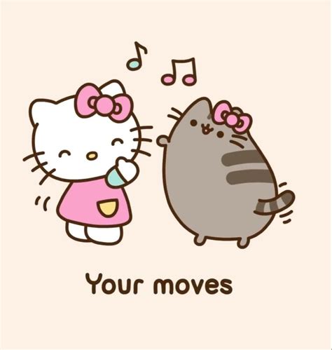 Let’s dance! Pusheen and hello kitty | Pusheen cute, Hello kitty wallpaper, Pusheen cat