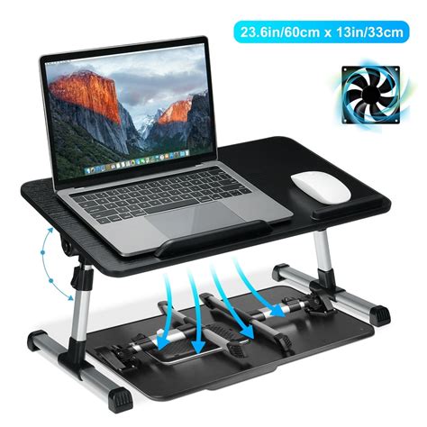 Laptop Desk for Bed,Adjustable with Cooling Fan, Bed Table Tray Laptop Stand for Reading and ...