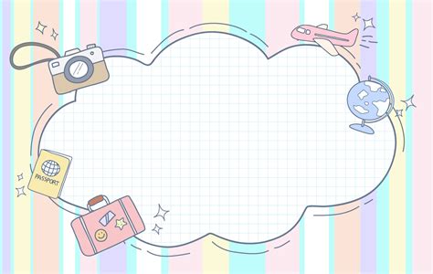 Cute frame, doodle border vector, simple frame, pastel desktop wallpaper, travel background, and ...