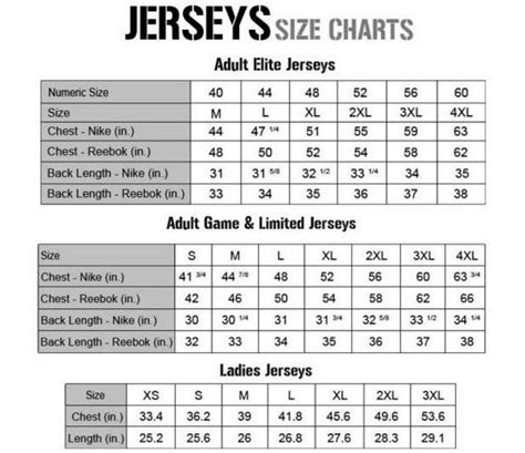 Football Jersey Size Chart