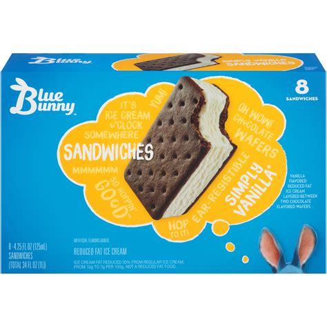 Blue Bunny Simply Vanilla Ice Cream Sandwich , 8pk - Walmart.com