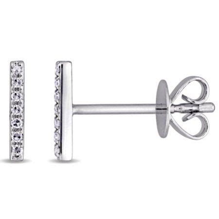 Miabella Diamond-Accent 14kt White Gold Bar Earrings Gold Bar Earrings, Buying Diamonds, Diamond ...