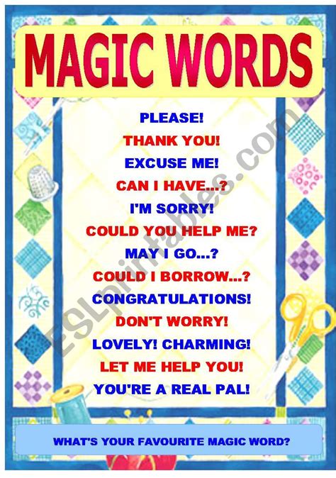 Magic Words Printable - Words Print