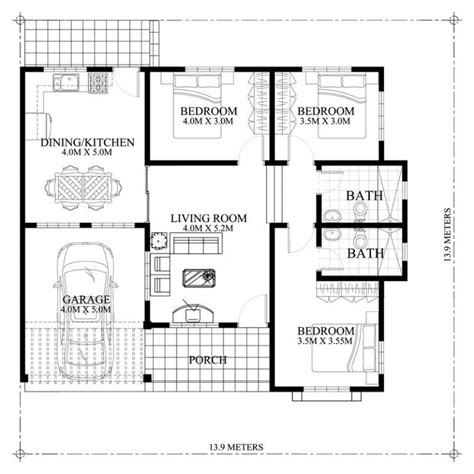 Modern 3 Bedroom Bungalow House Plans - Ewnor Home Design