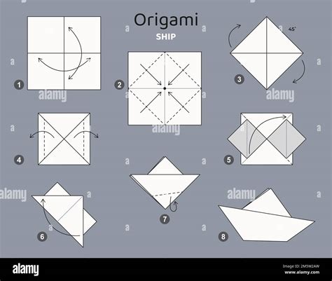 Origami tutorial. Origami scheme for kids Ship Stock Vector Image & Art - Alamy