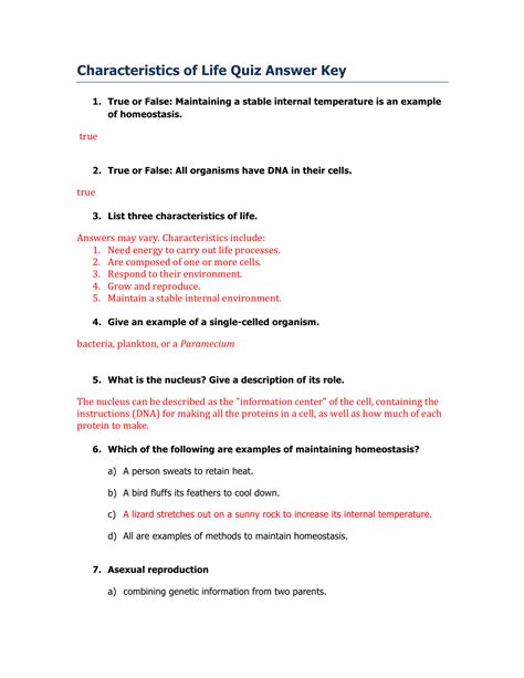 Characteristics Of Life Worksheet – Owhentheyanks.com