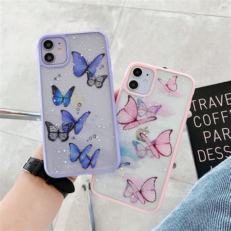 Cute Laser Purple Butterfly Phone Case For IPhone 11 Pro Max SE 2 2020 ...