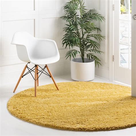 Yellow 4' x 4' Everyday Shag Round Rug | Rugs.com