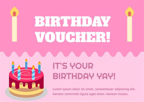 Pink Birthday Gift Voucher | Tarjeta regalo Template