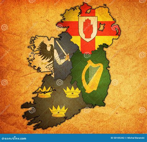 Provinces on Map of Ireland Stock Illustration - Illustration of atlas, clipping: 50105342