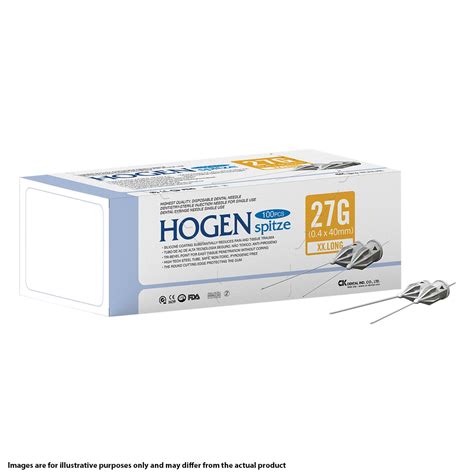 Hogen Spitze Dental Needle 27 Gauge x 40mm Extra Extra Long (100)