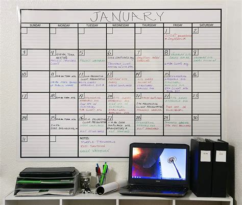 X Large Dry Erase Monthly Laminated Whiteboard Calendar,36" By 48",Erasable Family Schedule ...