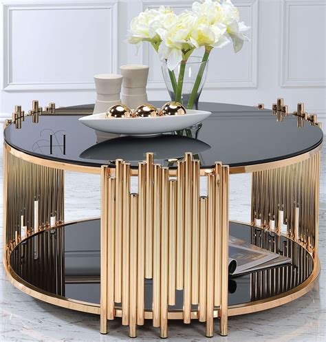 Tanquin Gold and Black Glass Coffee Table - 1StopBedrooms