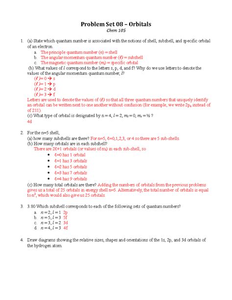 Quantum Numbers Worksheet Answers – E Street Light