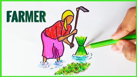 How to draw a FARMER - Farmer drawing easy - Agriculture drawing || Mousumi Zone - YouTube