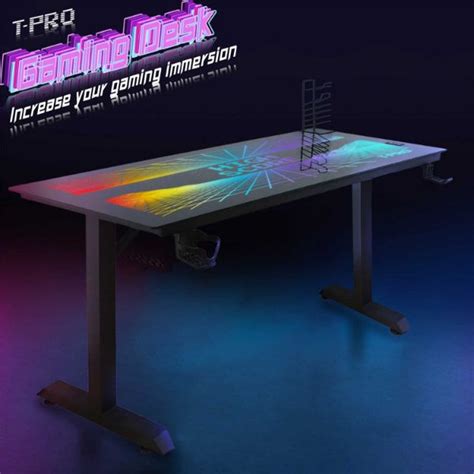 Tempered Glass Gaming Desk w/ Breathing RGB Lights | XGAME-DESK | AFW.com