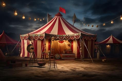 Premium Photo | A circus tent is lit up at night