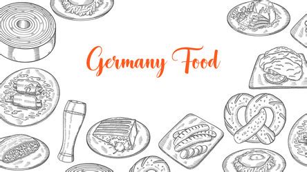 German traditional food hand drawn background Vector Image