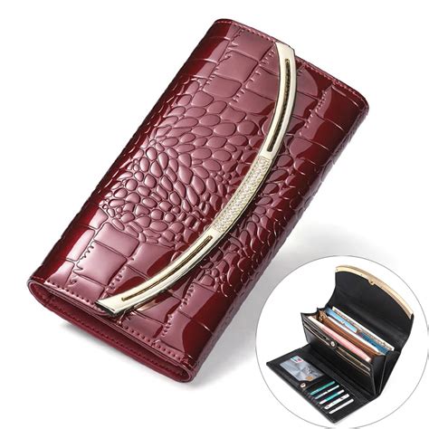 Large Capacity Genuine Leather Women's Wallets Fashion Patent Leather Wallet Female Luxury ...