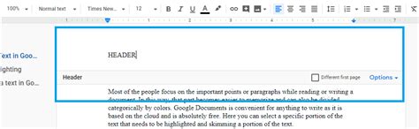How to add Header in Google Docs - OfficeBeginner
