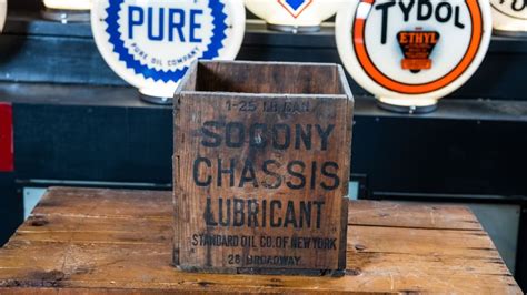 Socony Chassis Lubricant Wood Grease Can Crate at The World’s Largest Road Art Auction 2023 as ...