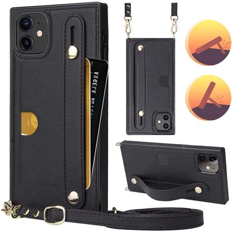 iPhone 11 Case,Crossbody Wallet Case Leather with Hand Strap Holder,Kickstand,Card Holder ...