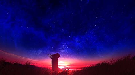 Anime, Sunset, Night, Sky, Scenery, 4K, #93 Wallpaper PC Desktop