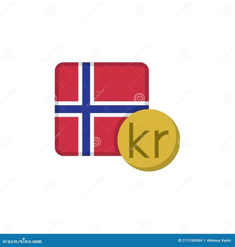 Norwegian Krone Money and Flag Flat Icon Stock Vector - Illustration of white, trade: 211534384