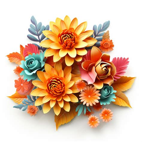 Premium AI Image | 3D flowers clipart on white background