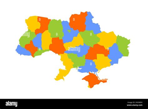 Ukraine political map of administrative divisions - regions, two cities with special status of ...